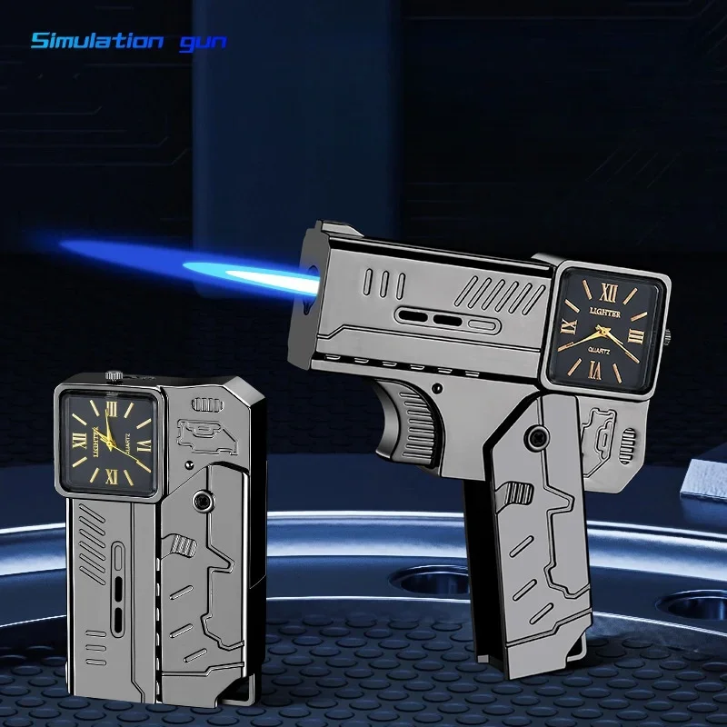 Креативный складной пистолет настоящие часы ветрозащитный струйный пламя