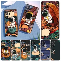 star astronaut cute for samsung note 20 10 9 ultra lite plus f23 m52 m21 a73 a70 a20 a10 a8 a03 j7 j6 black phone case