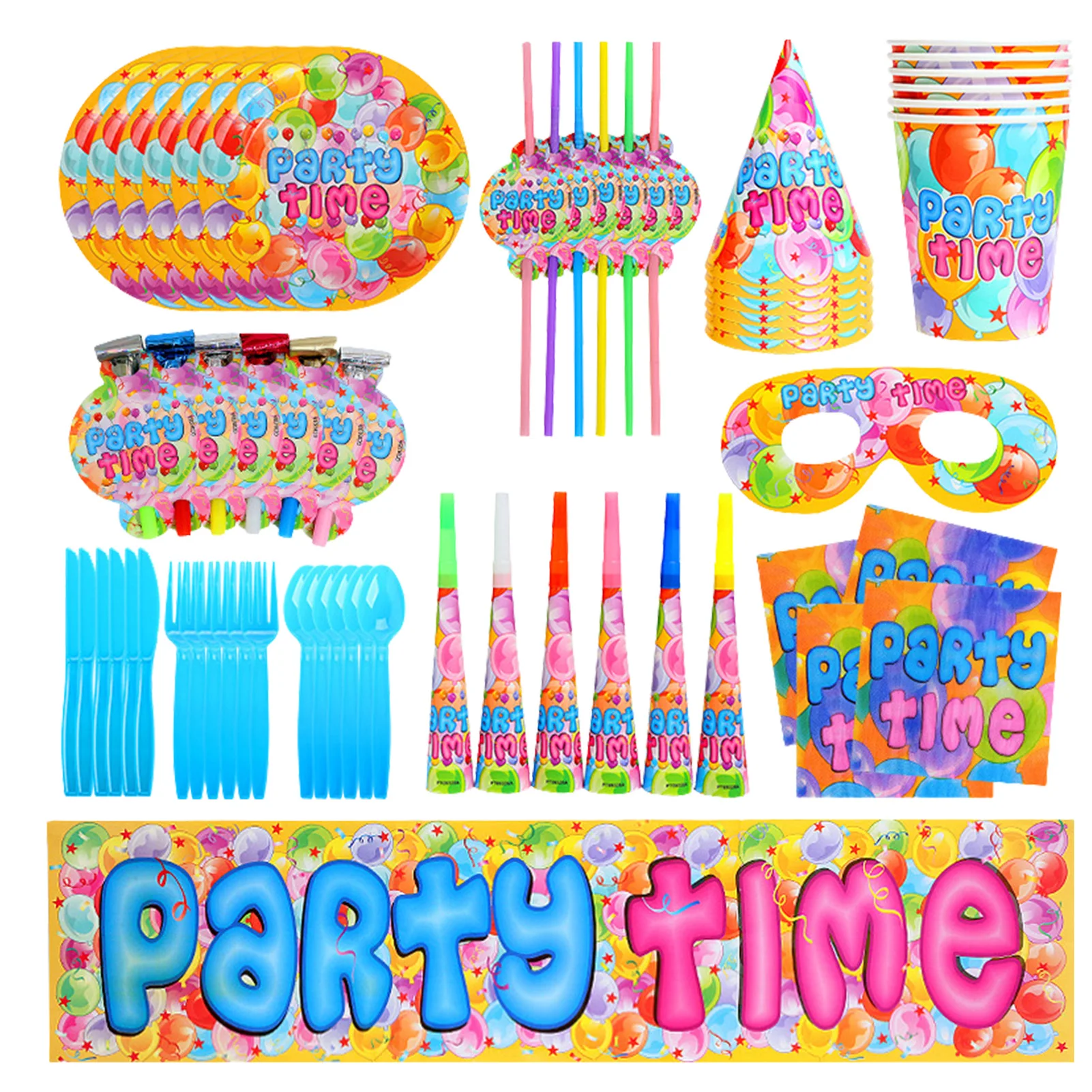 

71 Pieces Balloon Party Supplies Balloon Themed Decorations Themed Party Pack With Dinnerware Hats Banner Tablecloths Serves 6