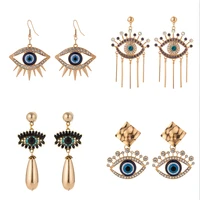 wedding luxury rhinestone evil eye statement drop earrings 2022 for women punk vintage tassel dangle hanging earring jewelry