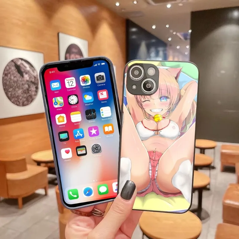 

Милый чехол для телефона с аниме Hentai Girl для iPhone 14, 13, 12, 11 Pro Max, X, XR, XS, 8, 7 Plus, чехол из жидкого стекла, чехол, оболочка