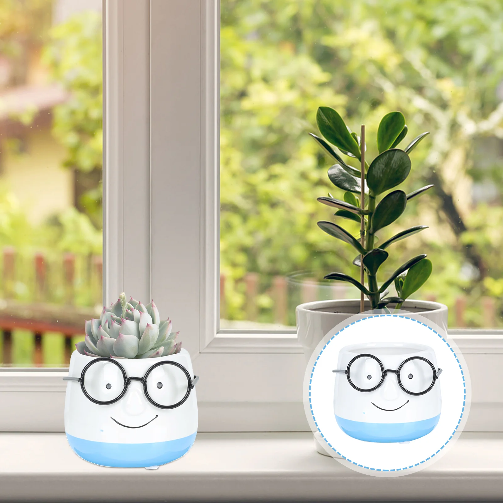 

Pots Pot Ceramic Succulent Planter Flower Face Flowerpot Desk Cute Vase Decorative Container Planters Mini Decor Ornament Human