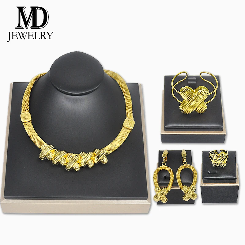 

D.M 4 piece 24K jewelry set, exquisite craftsmanship, non-fading, women's wedding gift or fashion clothing jewelry accessories