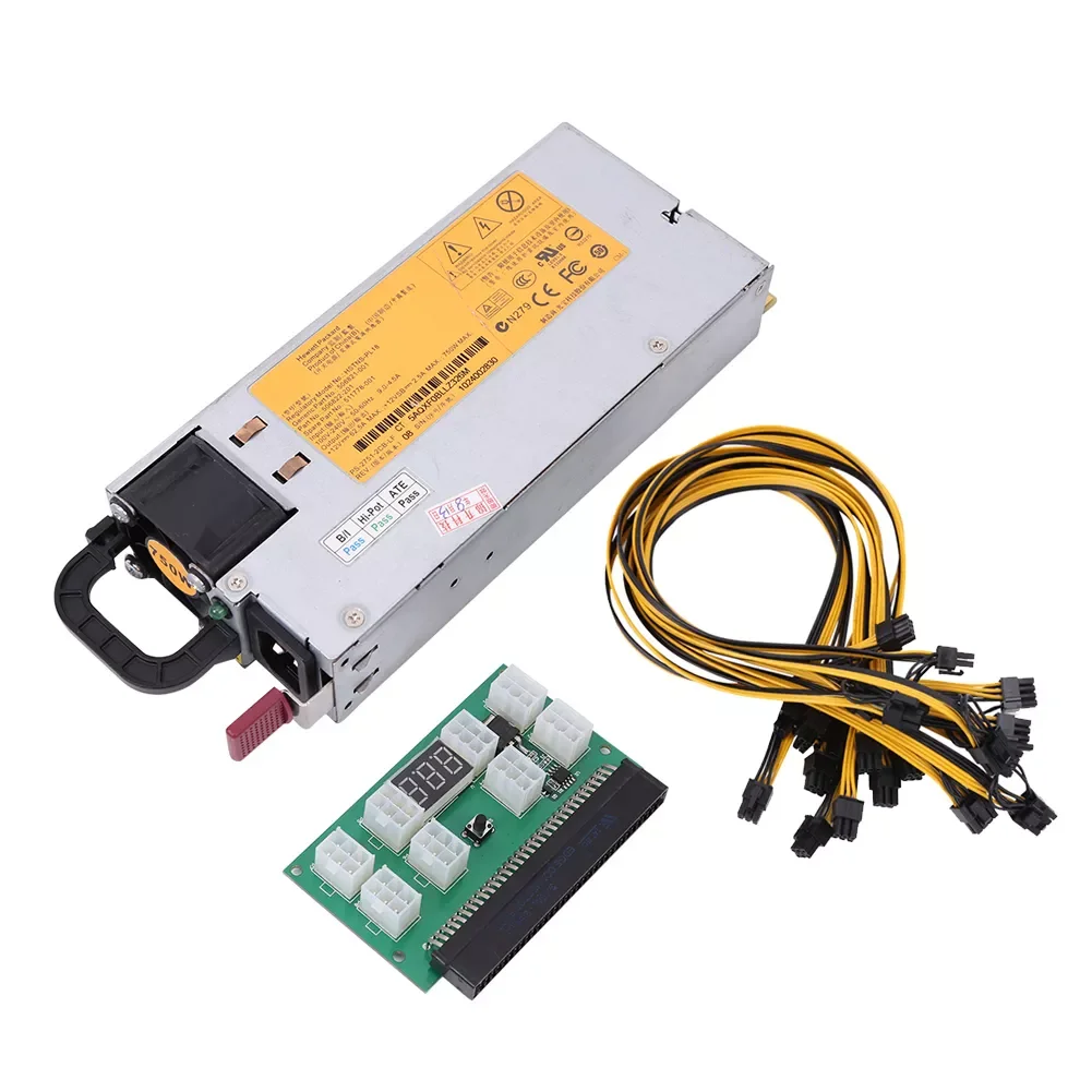 

Server Power Supply BTC Mining PSU 12V 62.5A with Breakout Board + Power Cable HSTNS-PL18 DPS-750RB A 506821-001 511778-001