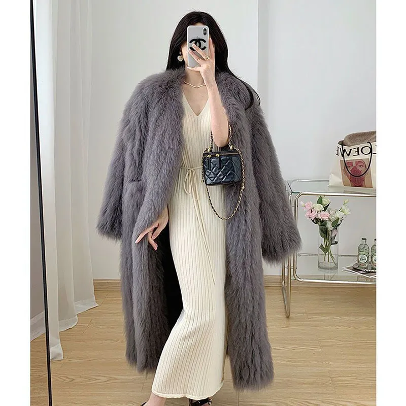 Autumn And Winter 2022 New Korean Fashion Temperament Slim Fit Versatile Mid Length Faux Fur Coat Goddess Style Plush Coat Trend