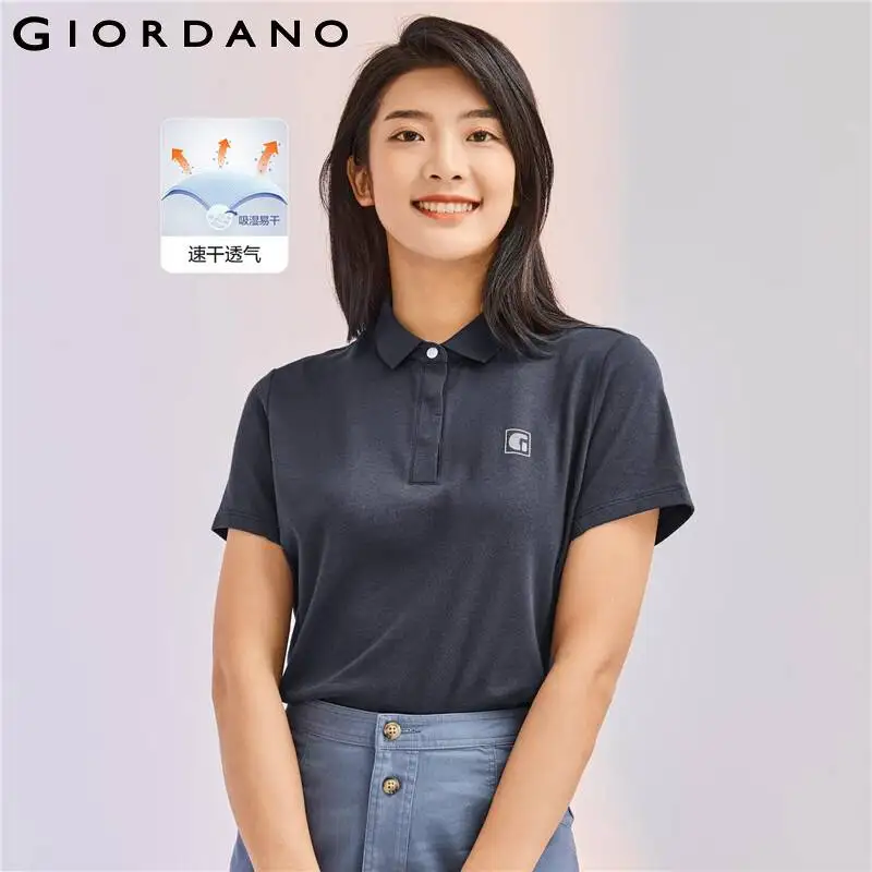 Giordano Women Polo High-Tech Quick-dry G-MOTION Polo Shirt Slim Short Sleeve Polo Shirts 05312388