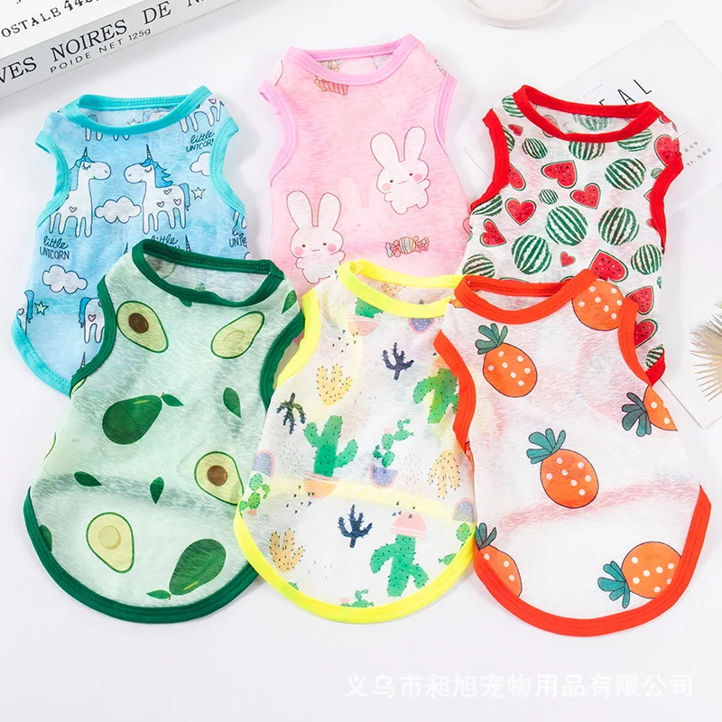 

Little Dog Clothes Tank Top Summer Thin Breathable Cat Fadou Bo Mei Teddy Bears Sun Protection Pet Base Shirt