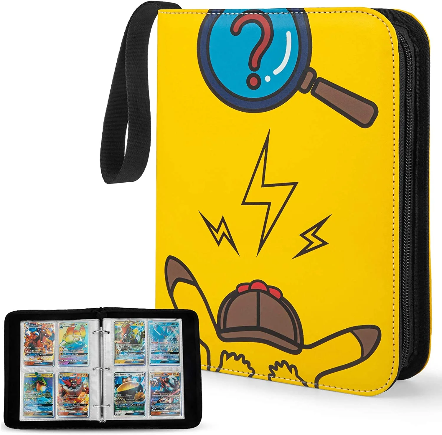 

Case Binder Compatible with Pokemon Game Cards, Holds Up to 400 Cards with 50 Premium 4-Pocket Page, Hard Organizer Carry Cover