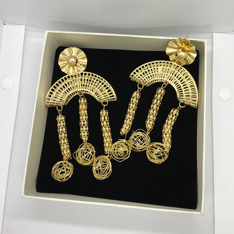 Длинные висячие серьги в богемном стиле бусины африканском медные свадебные и