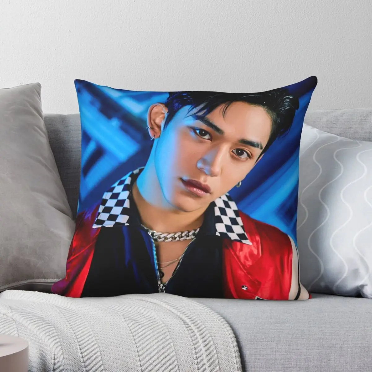 

SuperM Wayv Lucas Square Pillowcase Polyester Linen Velvet Printed Zip Decor Throw Pillow Case Home Cushion Case