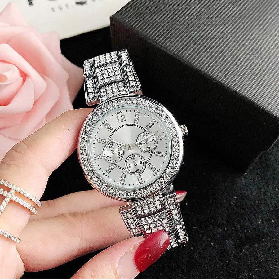 Brand Wrist Watches Women Girl Ladies Crystal Style Quartz Casual Steel Metal Band Clock fo15
