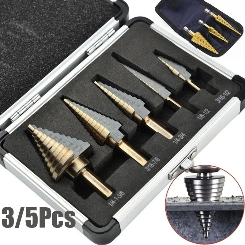 

HSS 4241 Cobalt Multiple Hole 50 Sizes Step Drill Bit Set Tools Aluminum Case Metal Drilling Tool for Metal Wood Step Cone Drill