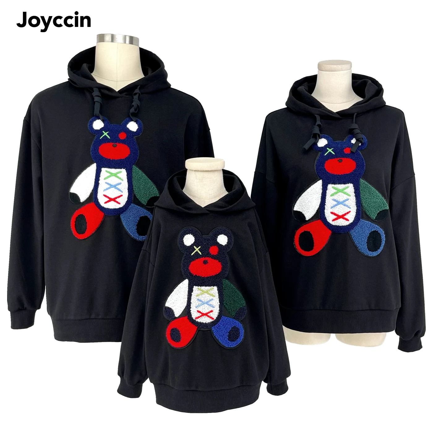 

Joyccin Bear Embroidery Hoodies & Sweatshirts Family Matching Outfits Autumn Fleeced Cartoon Drop Shoulder Strange Things Hoody