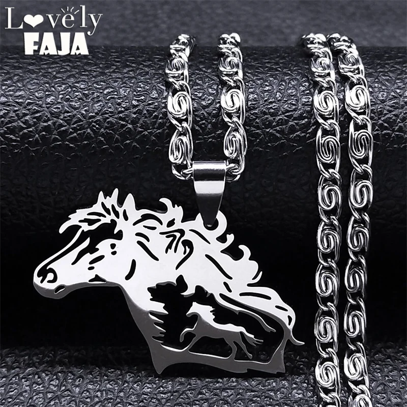 Creative Horse Head Pendant Necklace for Women/Men Stainless Steel Hip Hop Horsehead Animal Choker Necklaces New In Jewelry Gift