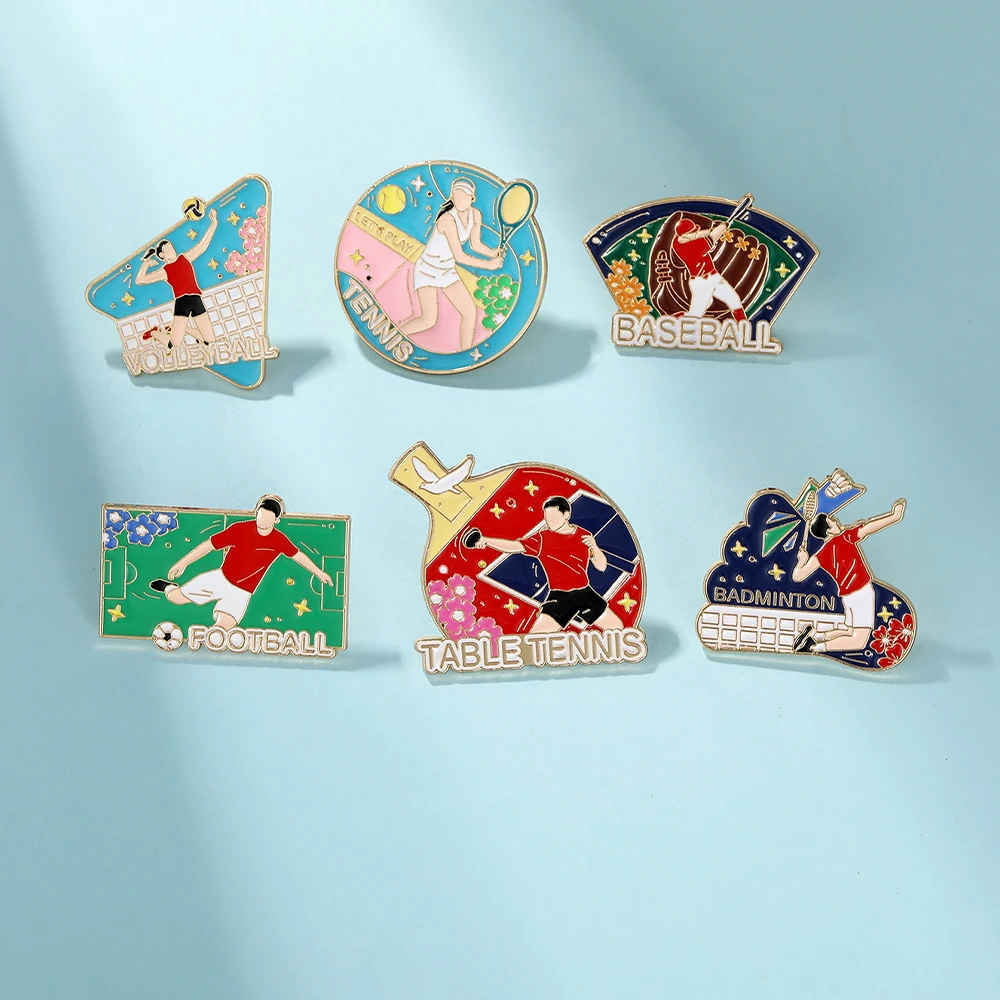 Эмалированные булавки для спортивной тематики волейбол настольный теннис