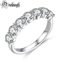 onelaugh solid 18k gold color seven diamond zircon ring for women round cut 925 silver engagement high carbon sona wedding ring