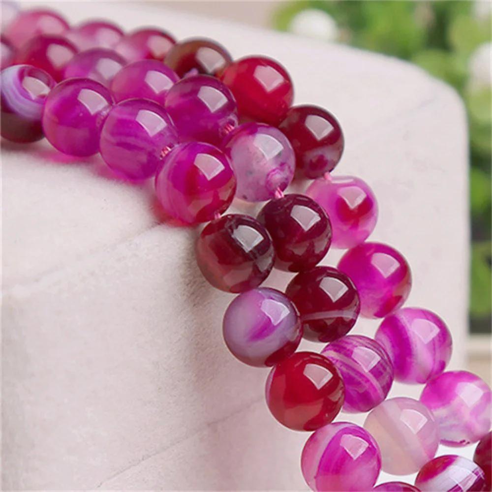 

6-12mm Natural Striped Agate Beads for Jewelry Making DIY Necklace Bracelet Onyx 10 Colors optional Handmade Accessories Beading