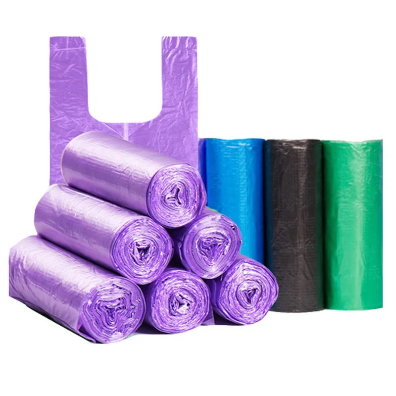 

100pcs /5 Rolls Garbage Bag Household Portable Thick Black, Colors Disposable Vest Storage Bag Bath Waste Trash Bag