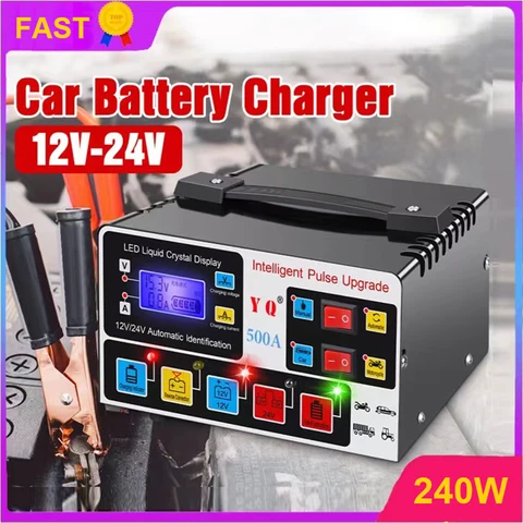 Зарядное устройство для автомобильного аккумулятора, 220 Вт, 12 В, 24 В