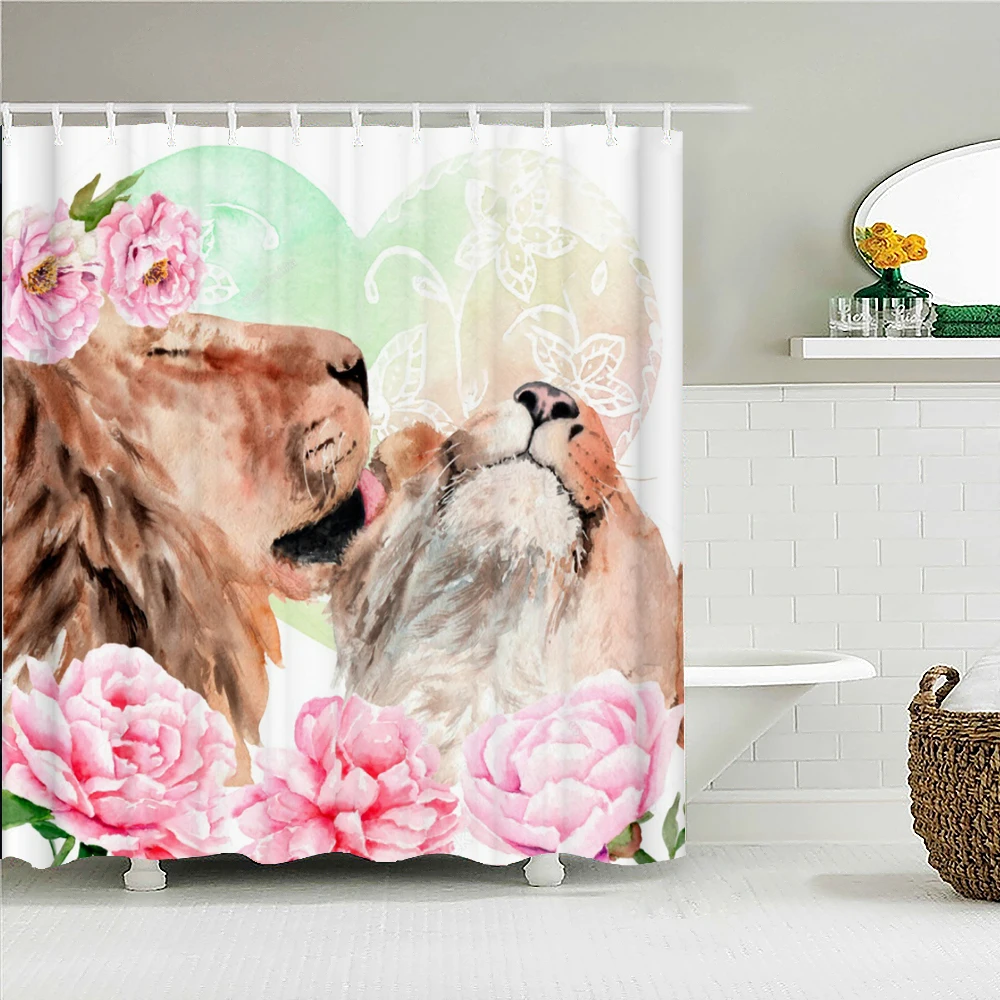 

Botanical Print Shower Curtain Bathroom Accessories Creative Animal Floral Home Decor Aesthetic Waterproof Curtain Cortina Baño