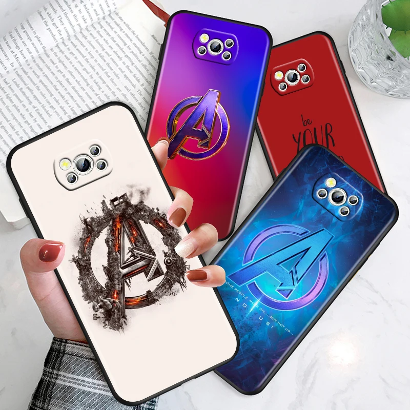 

Marvel Avengers Logo Cool For Xiaomi Poco X3 NFC F3 GT X2 M3 M2 5G Pro Lite Civi Mi 9SE CC9 Soft Silicone Black Phone Case