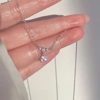 shiny diamond pendant silver necklace trend flash zircon circle pendant female simple clavicle chain wedding party jewelry gift