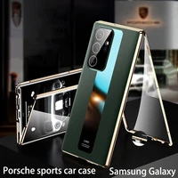 metal magnetic cowhideglass case for samsung galaxy s22 ultra all inclusive camera anti fingerprint protective ultra thin cases