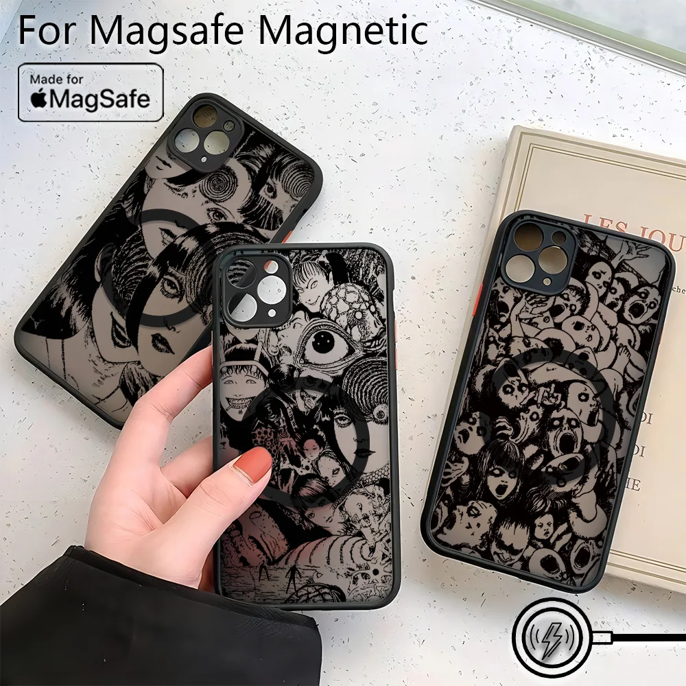 Фото Чехол для телефона Junji Ito Terror Horror для iPhone 16, 15, 14, 13, 12, 11 Pro Max Mini XR XS X 7 8 6 6s Plus, матовая магнитная задняя крышка №1