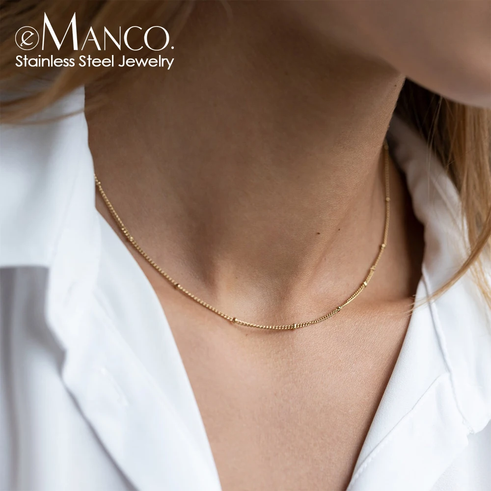 

eManco Gold Color Stainless Steel 316 Chain Choker Necklace Women Chain Necklace Sets for Women gift