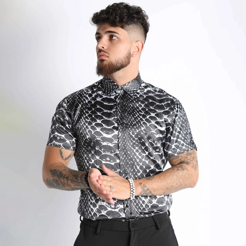 

Streetwear Men's T-Shirt Tops 2022 Summer European and American Casual Men's Hawaiian Beach Men's Shirts Button-Up Fashion Shirt