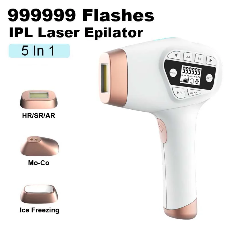 

999999 Flashes IPL Laser Hair Removal Machine 5in1 Electirc Painless Permanent Epilator Device For Bikini Face Depilador A Laser