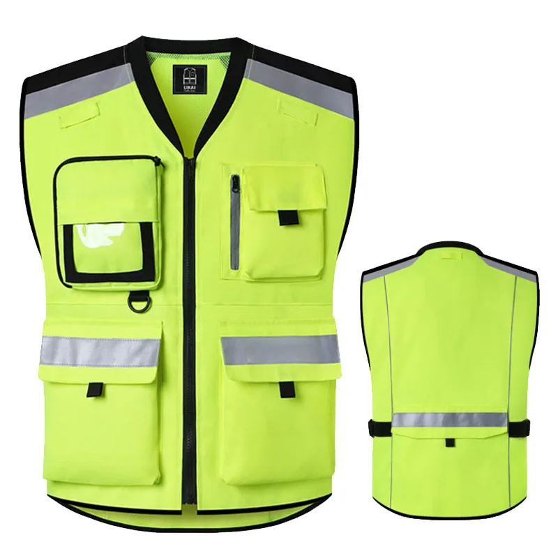 Motorcycle Reflective Clothing Safety Vest with Multi Pockets Protective Device Traffic Facilities For Racing Running Sports