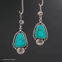 new fashion beautifully carved drop shape turquoise earrings for women ethnic party jewelry gifts