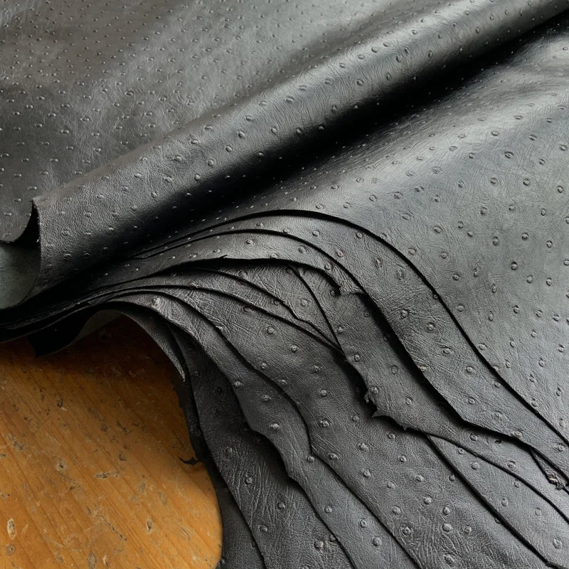 Черный страусиный узор овчина толщина 1 0-1 2 ощущается как Средний верхний слой