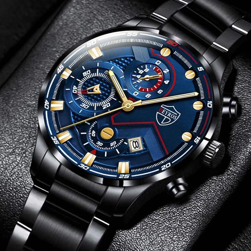

Fashion Mens Sports Watches Luxury Male Stainless Steel Analog Luminous Quartz Wrist Watch Men Business Casual Calendar Watch