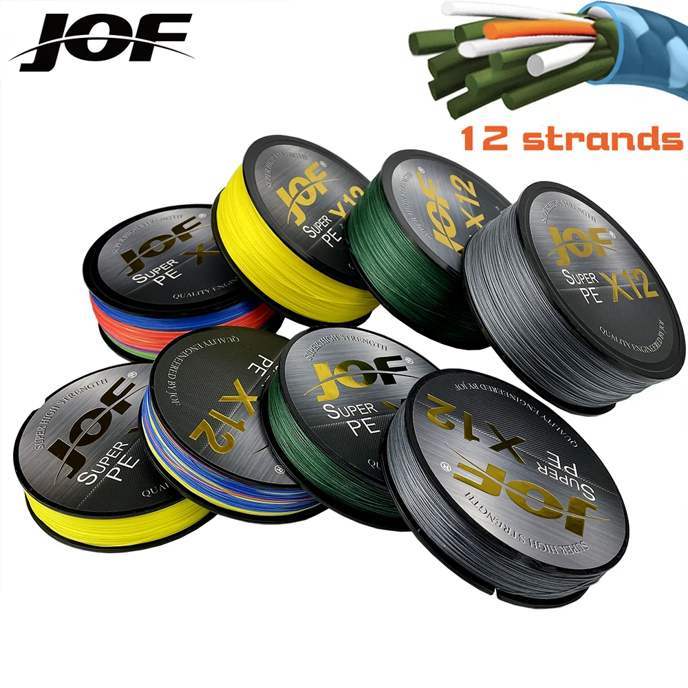 

JOF X12 500M 300M Braided Fishing Line 12 Strands Multifilament Saltwater PE Line 25 30 39 50 65 77 92LB Fishing Tackle Angler