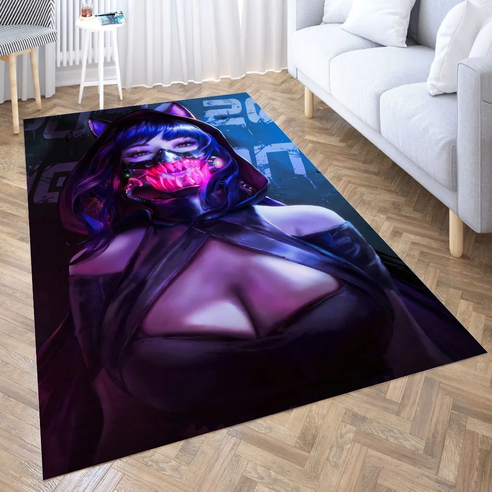 

Cyberpunk Girl Area Rug for Living Room Floor Mat Carpet for Bedroom Bedside Entrance Doormat Anti-slip Home Decor