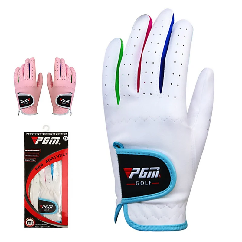

New Arrival 1 Pair Golf Gloves For Kids Left Right Hand Glove Breathable Soft Fabric Blue Pink Child Golf Glove