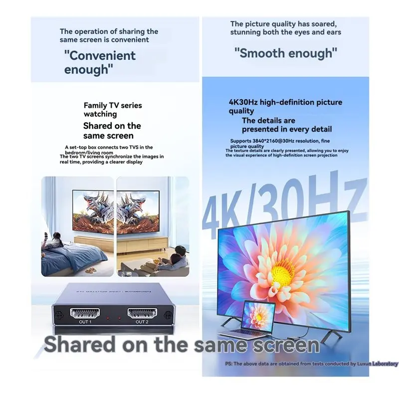 Mindpure - Совместимый видеоразветвитель 4Kx2K30Гц, 1 вход 2 выхода, устройство для дублирования экрана из алюминиевого сплава (art.: 3920dbbe2878e) - 3920dbbe2878e