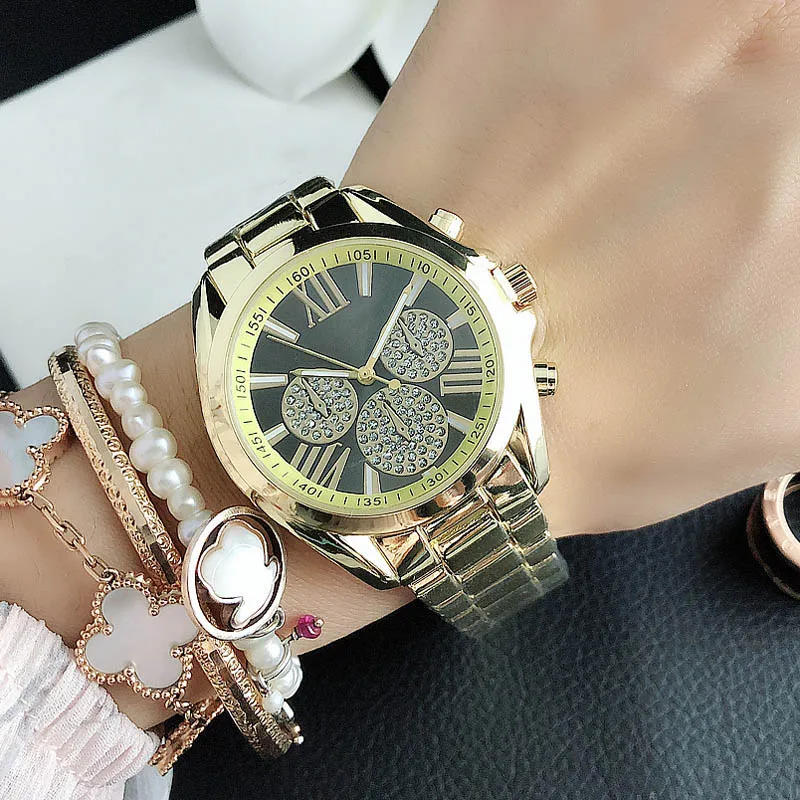Brand Wrist Watches Women Girl Ladies Crystal Style Quartz Casual Steel Metal Band Clock m102