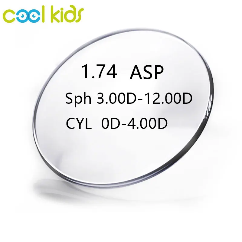 COOL KIDS 1.74 Index CYL 0.5-4.0D Prescription Lens For Eyes Single Vision Lens Optical Man Lenses For Myopia Or Reading Glasses