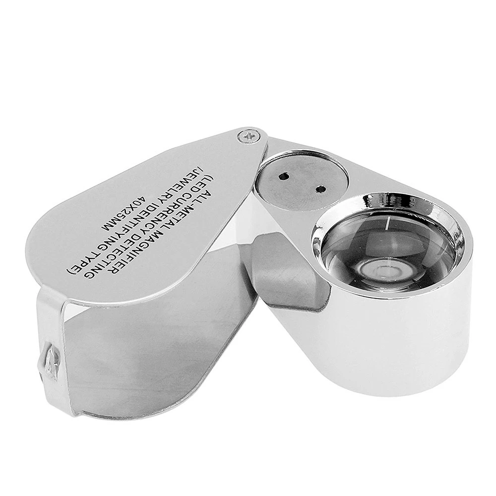 

40X Illuminated Jeweler LED UV Lens Loupe Magnifier with Metal Construction and Optical Glass tools set phone repair tools