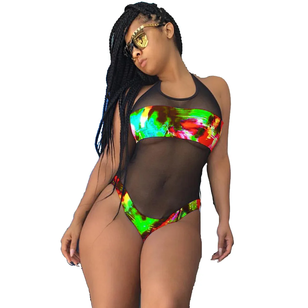 Summer Sexy Women's Digital Printing Triangle Jumpsuit Stitching Floral One-piece Beach Outfits For Women Swimsuit With Push Up |
