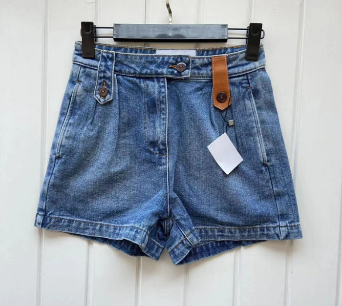 Fashion Classic Trendy luxury design Spring and Summer New Leather Dotted Casual Denim Shorts