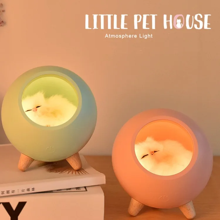 Cat Night Light Bedroom Bedside Sleep Light Creative Wake Up Atmosphere Ins Wind Birthday Gift Girls Desk Lamp