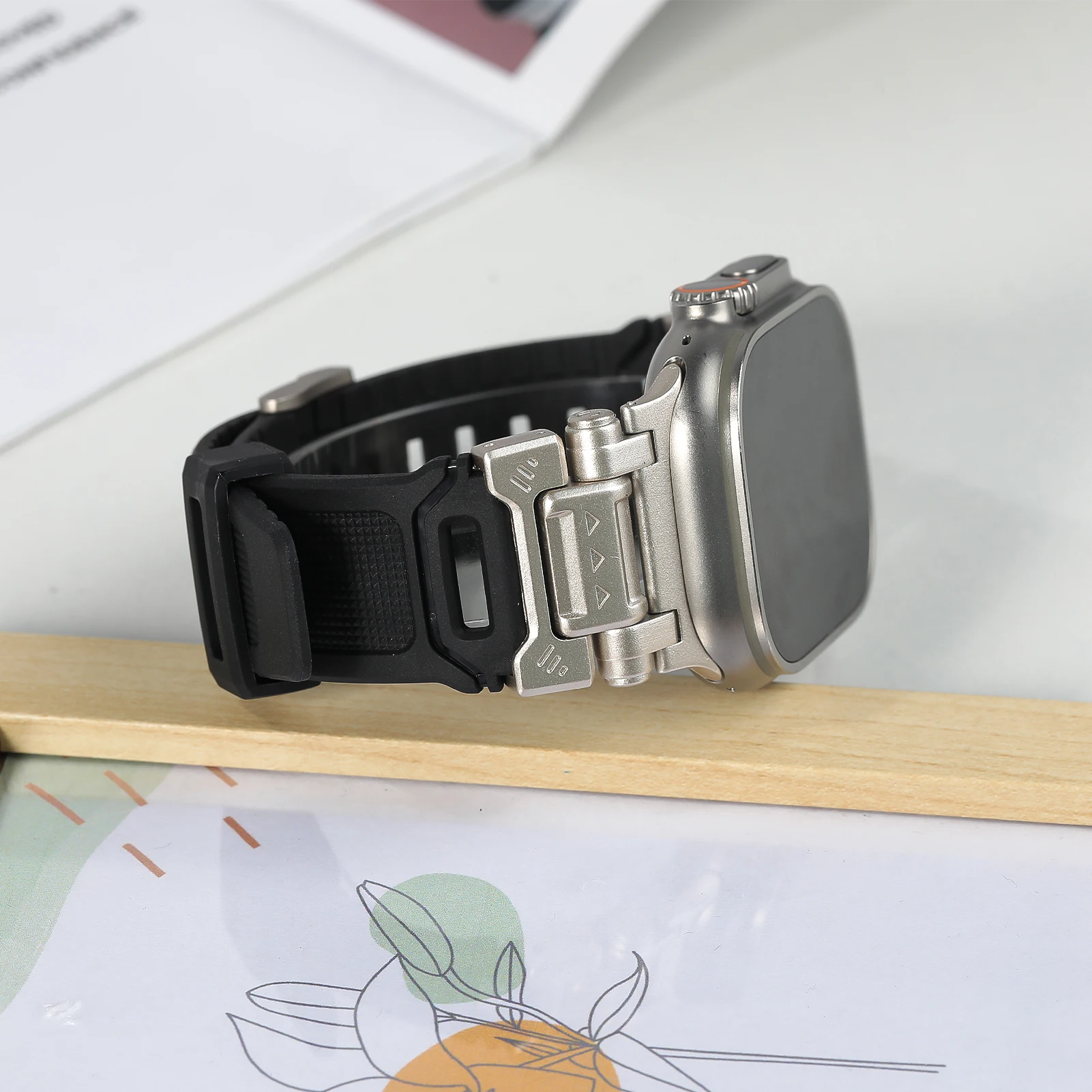 Фото Ремешок Explorer для Apple Watch Ultra 2 3, 49 мм, 46 мм, 45 мм, 44 мм, для мужчин, металлический+силиконовый браслет Correa, серия 11, 10, 9, 8, 7, SE 3 №3