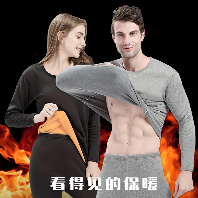 

Комплект термобелья с подкладкой для мужчин, утепленные осенне-зимние брюки с круглым вырезом для пожилых женщин на осень и зиму