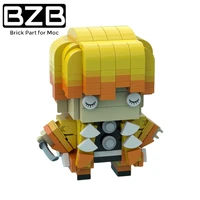bzb moc 84034 agatsuma zenitsu building block kit animate brickheadz figures bricks model kids brain toy gift home decore 270pcs