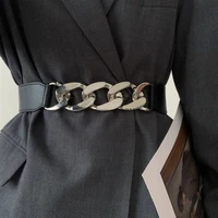 fashion elastic belt with buckle luxury pu leather women waistband for coat dress slim strap waist belt