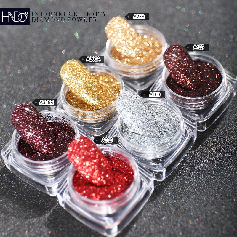 

HNDO 6 цветов Блестящий бриллиантовый порошок для ногтей Блестящий Золотой Серебряный Красный Блестящий пигмент для маникюра DIY материал для ...